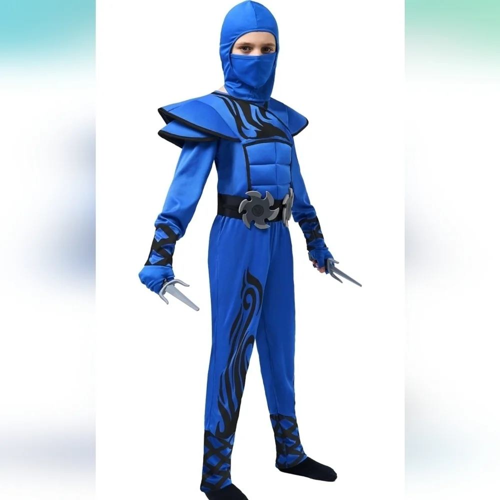 Spooktacular Creations Boy's Ninja Outfit Blue Sz Small